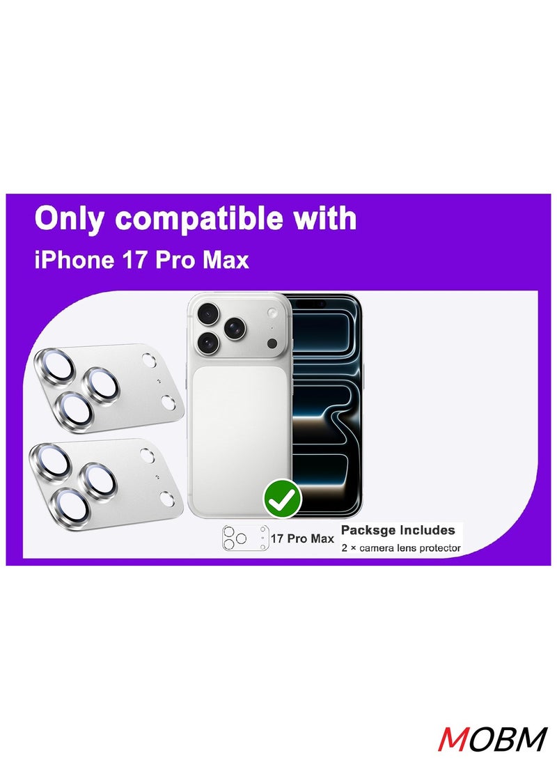 MOBM For iPhone 17 Pro Max Camera Protector Lens Cover Silver Pack of 2 - Image 2